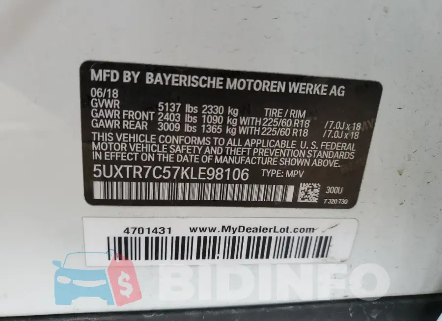 5UXTR7C57KLE98106 Photo# 14