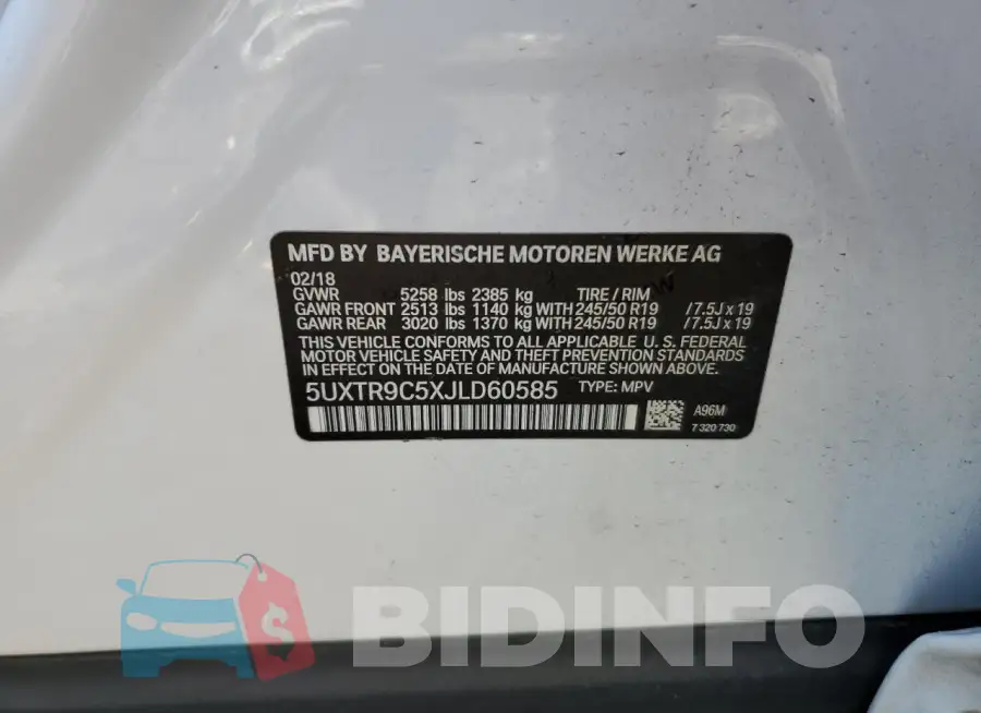 5UXTR9C5XJLD60585 Photo# 13