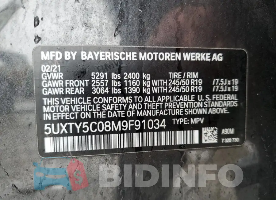5UXTY5C08M9F91034 Photo# 13