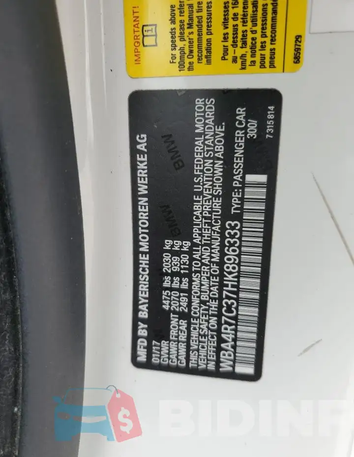 WBA4R7C37HK896333 Photo# 12