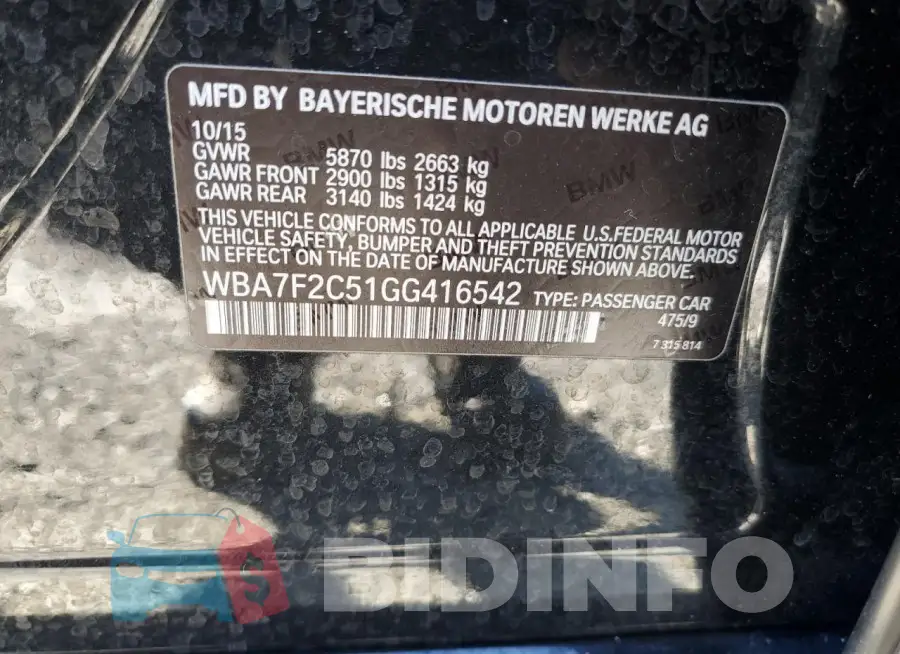 WBA7F2C51GG416542 Photo# 13