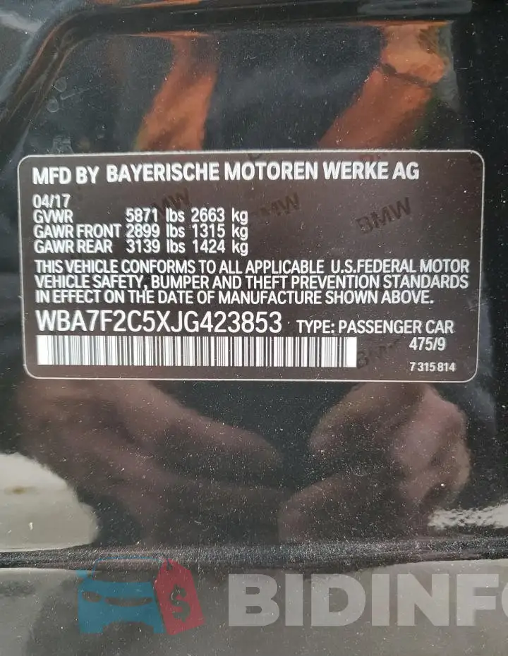 WBA7F2C5XJG423853 Photo# 12
