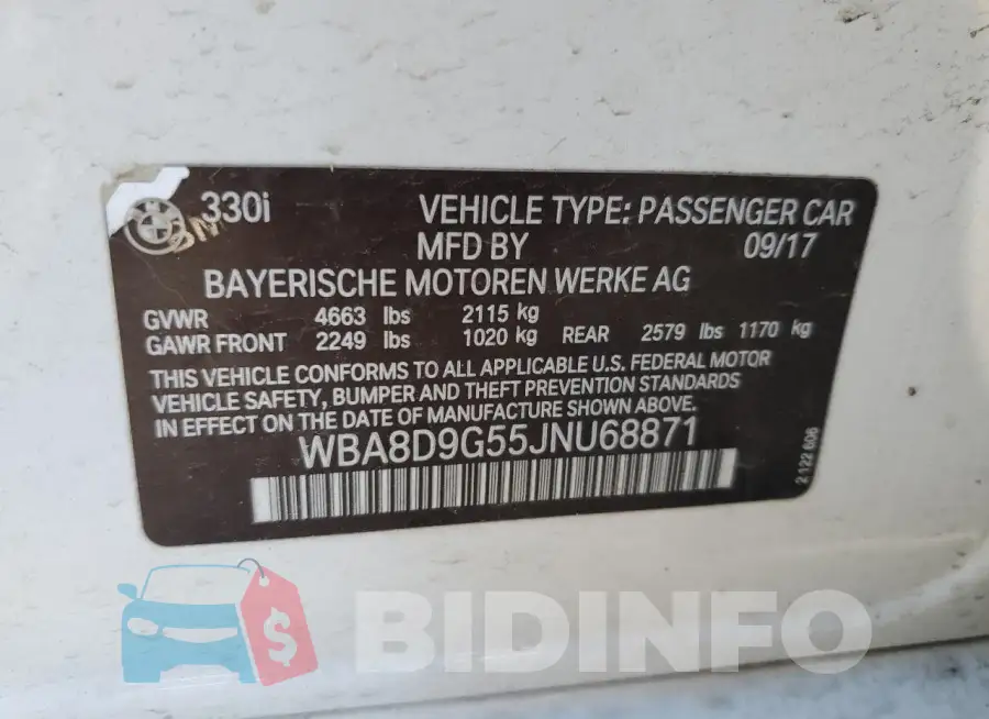 WBA8D9G55JNU68871 Photo# 12