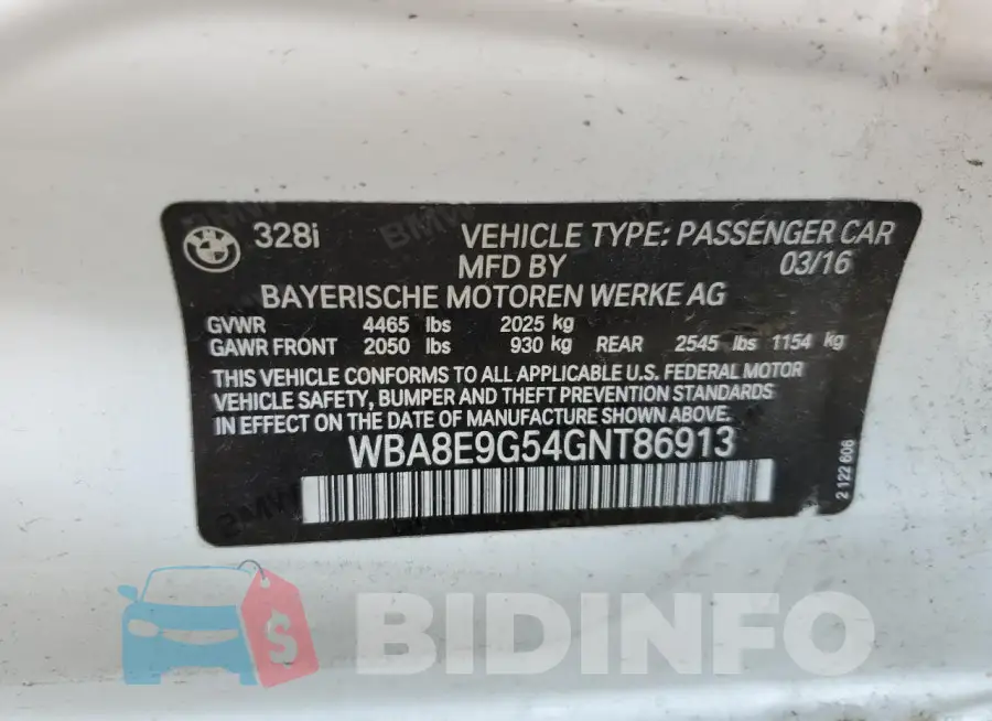 WBA8E9G54GNT86913 Photo# 12