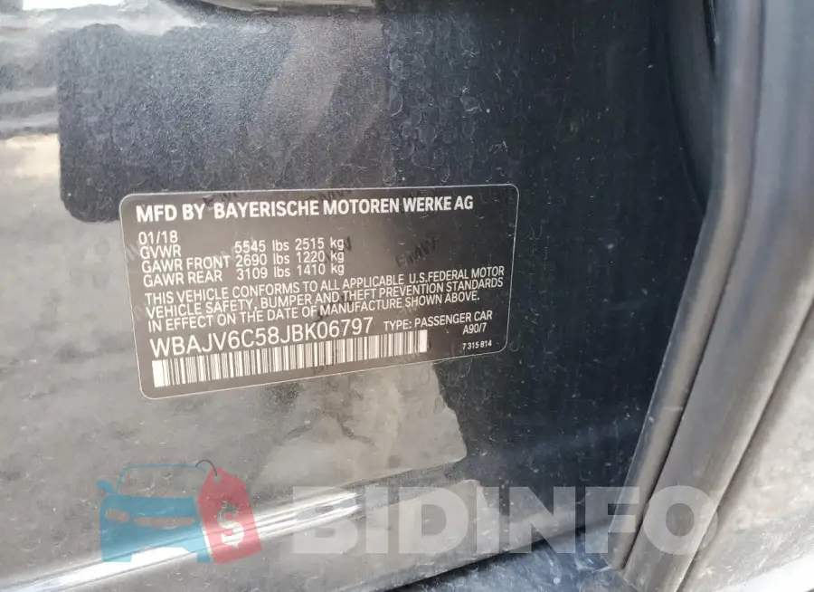 WBAJV6C58JBK06797 Photo# 12