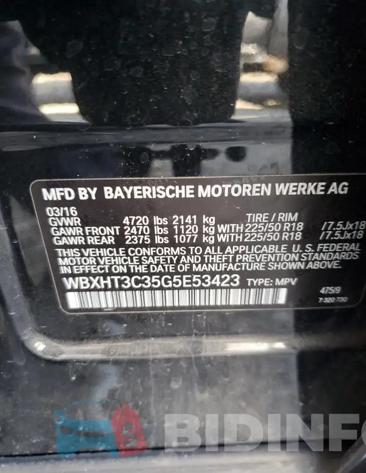 WBXHT3C35G5E53423 Photo# 13