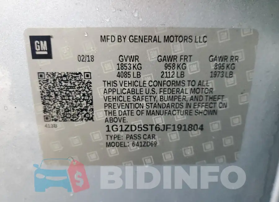 1G1ZD5ST6JF191804 Photo# 13