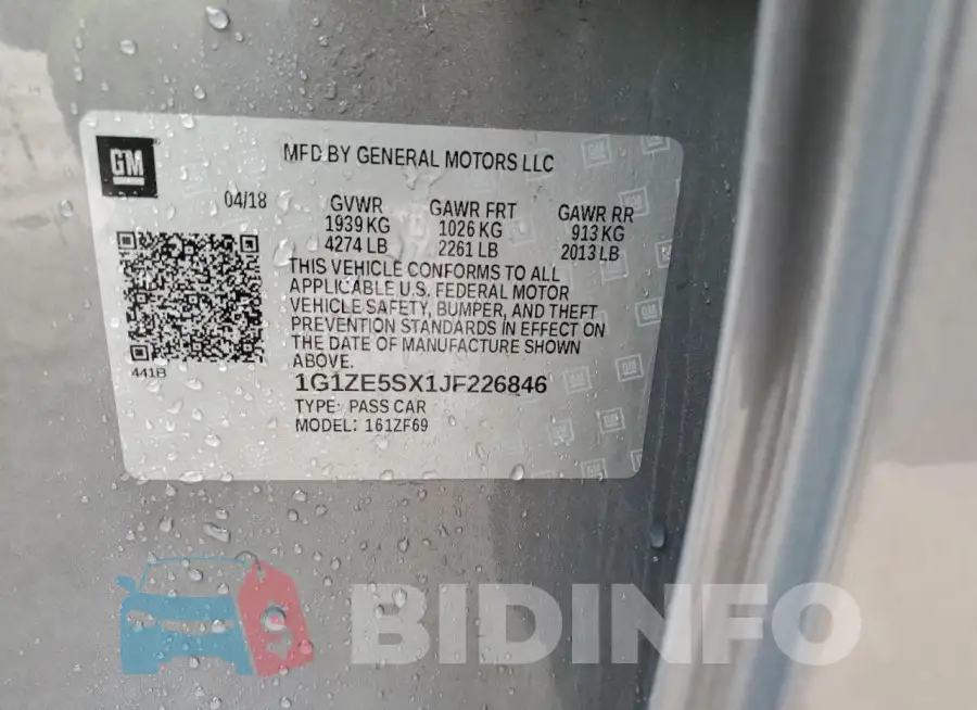 1G1ZE5SX1JF226846 Photo# 12
