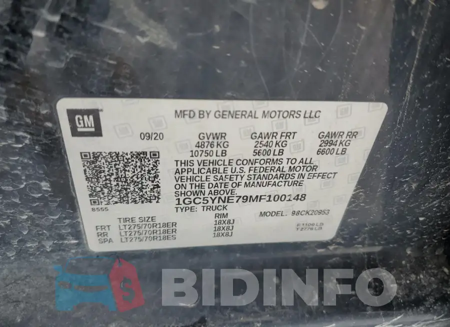 1GC5YNE79MF100148 Photo# 12