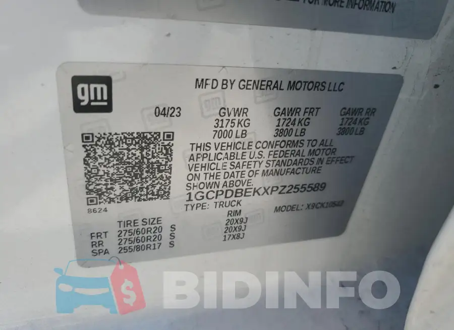 1GCPDBEKXPZ255589 Photo# 12