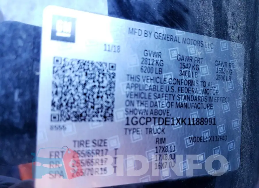 1GCPTDE1XK1188991 Photo# 12