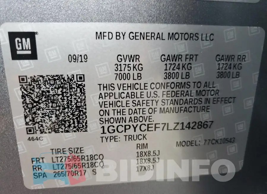 1GCPYCEF7LZ142867 Photo# 12