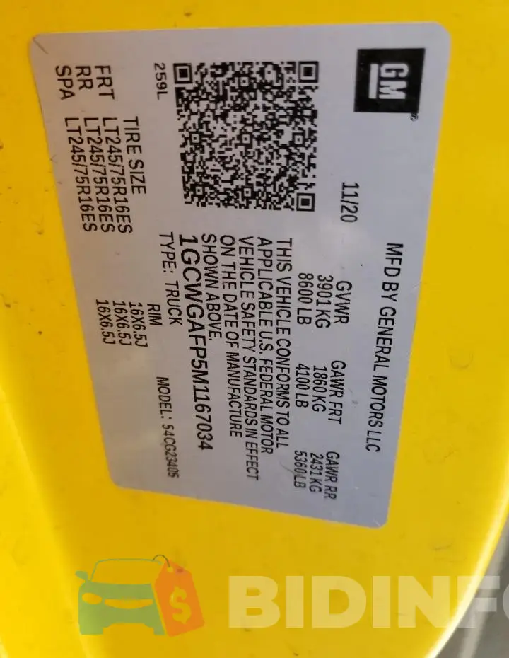 1GCWGAFP5M1167034 Photo# 13