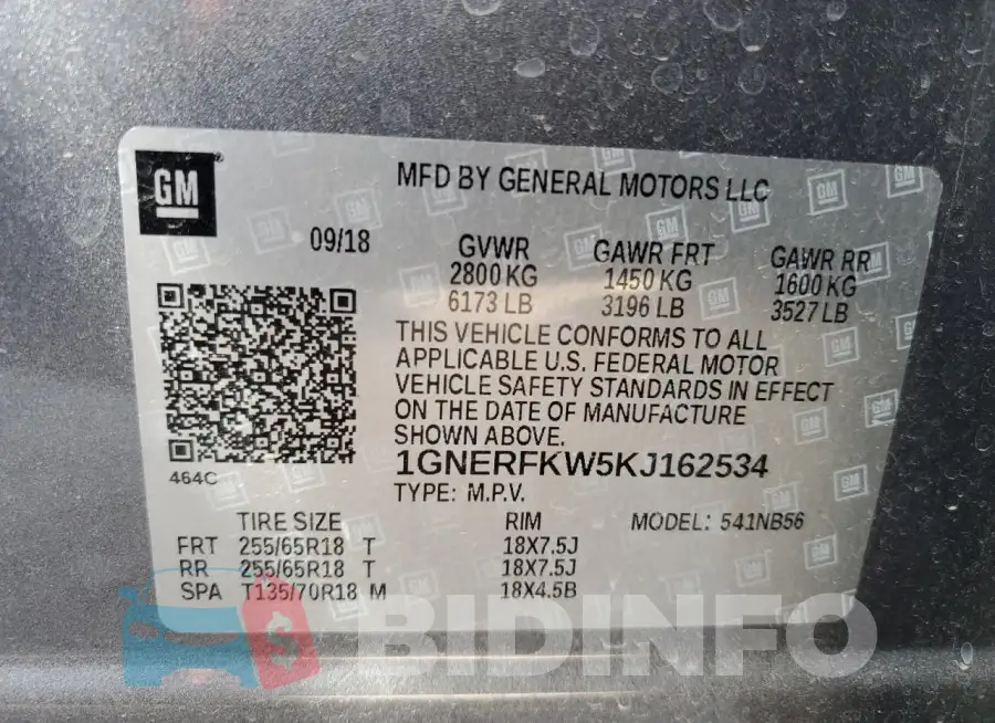 1GNERFKW5KJ162534 Photo# 13