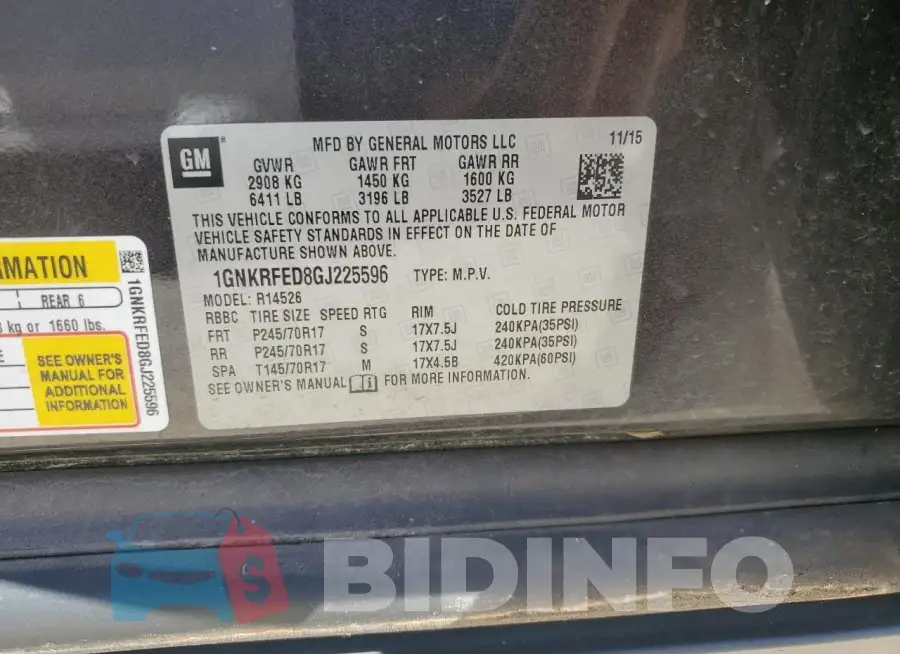 1GNKRFED8GJ225596 Photo# 13