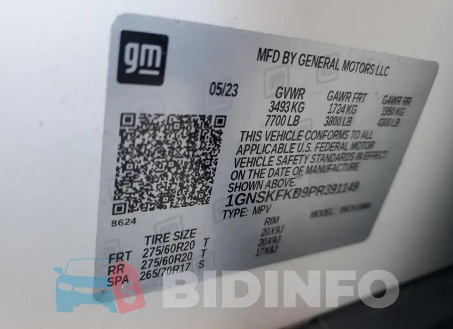 1GNSKFKD9PR391149 Photo# 13