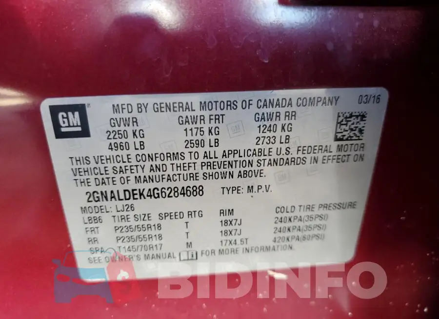 2GNALDEK4G6284688 Photo# 13