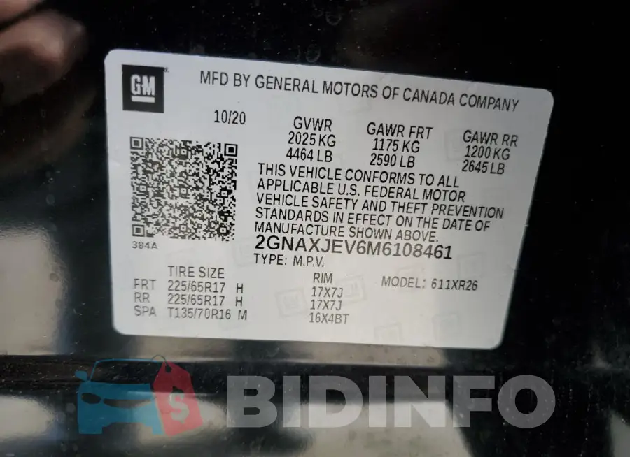 2GNAXJEV6M6108461 Photo# 12