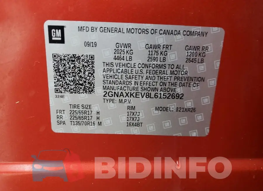 2GNAXKEV8L6152692 Photo# 13