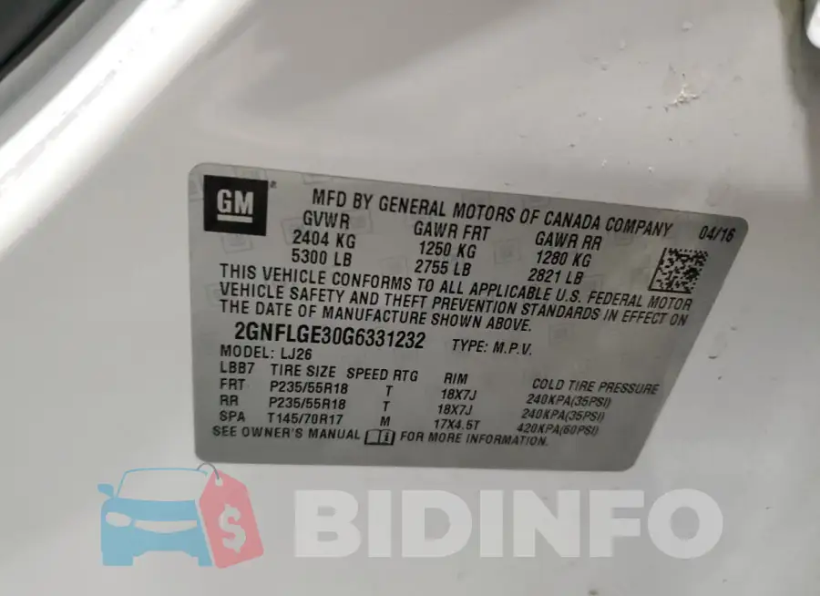 2GNFLGE30G6331232 Photo# 13