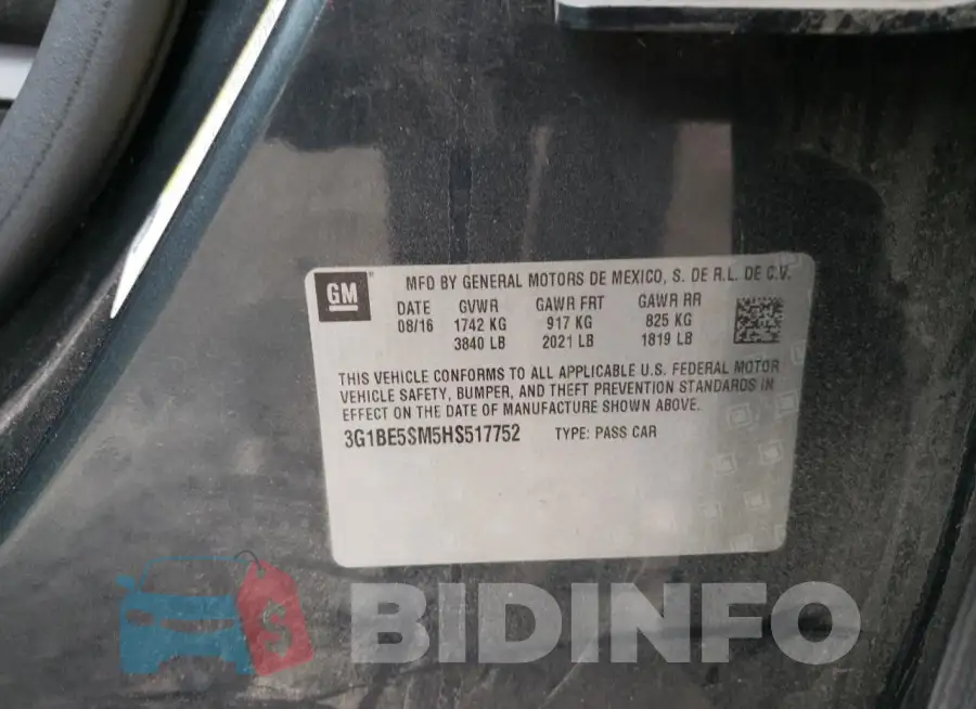 3G1BE5SM5HS517752 Photo# 13