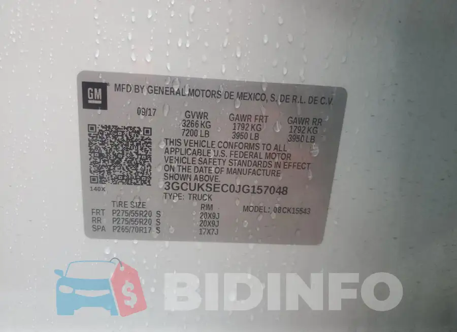 3GCUKSEC0JG157048 Photo# 12