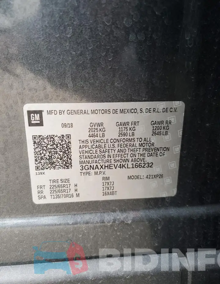 3GNAXHEV4KL166232 Photo# 13