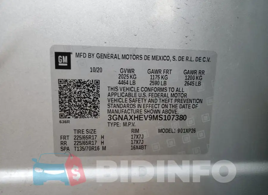 3GNAXHEV9MS107380 Photo# 13