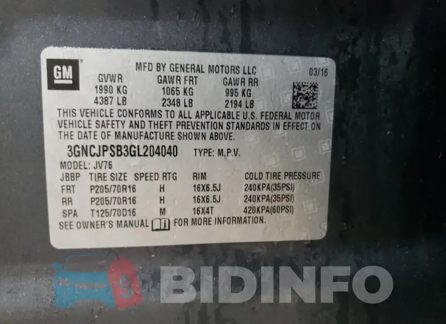 3GNCJPSB3GL204040 Photo# 12