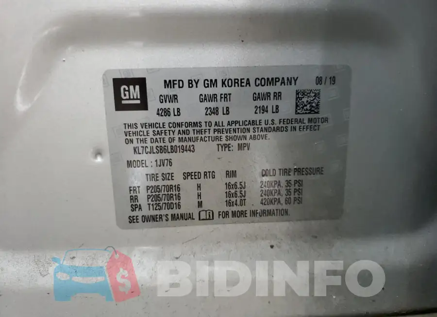 KL7CJLSB6LB019443 Photo# 13