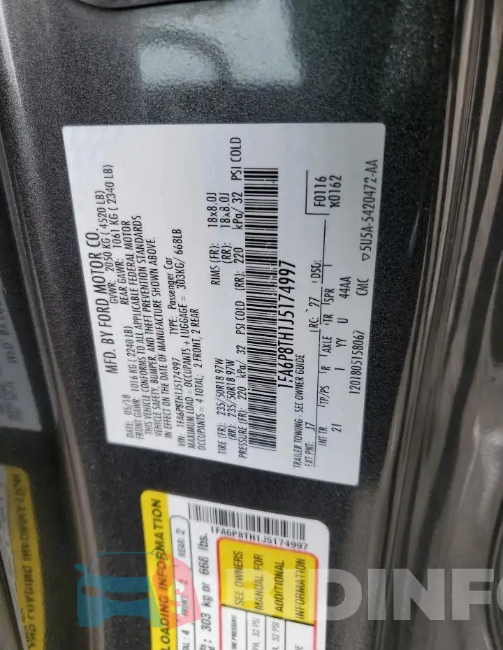 1FA6P8TH1J5174997 Photo# 13