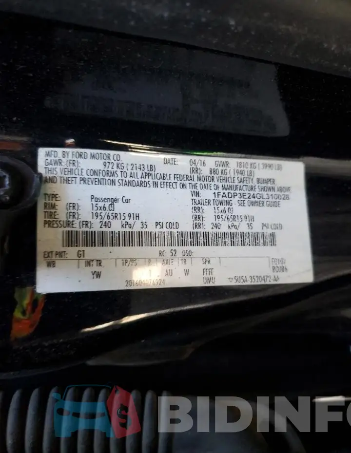 1FADP3E24GL310028 Photo# 13
