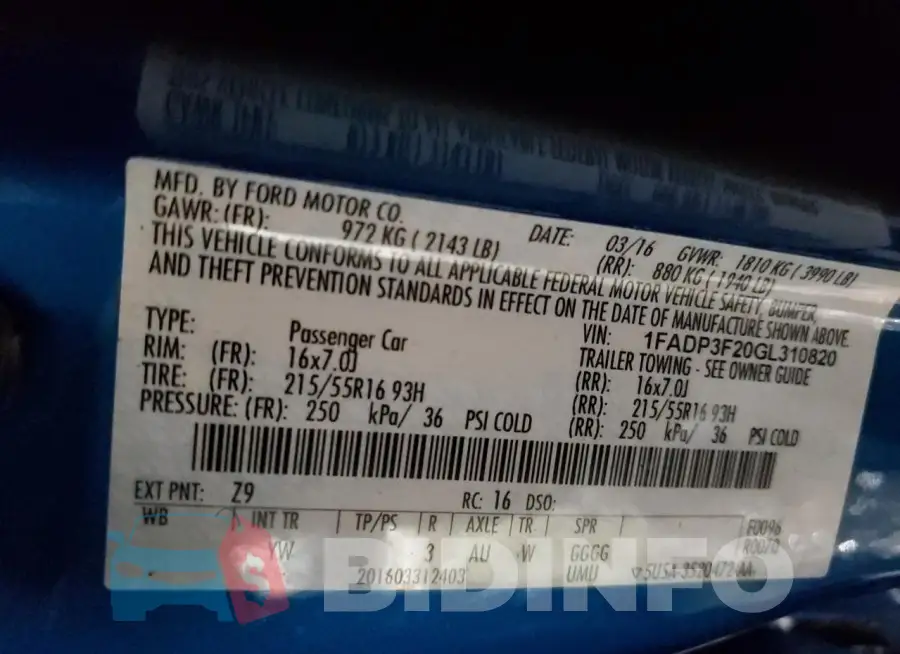 1FADP3F20GL310820 Photo# 13