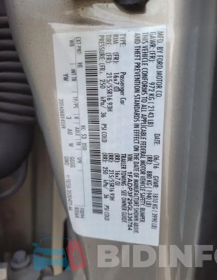 1FADP3F29GL336784 Photo# 12