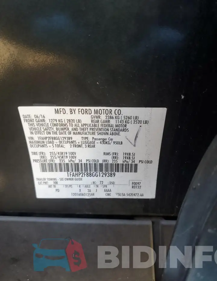 1FAHP2F88GG129389 Photo# 12