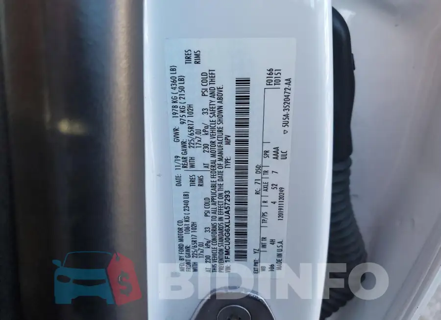 1FMCU0G6XLUA57293 Photo# 13
