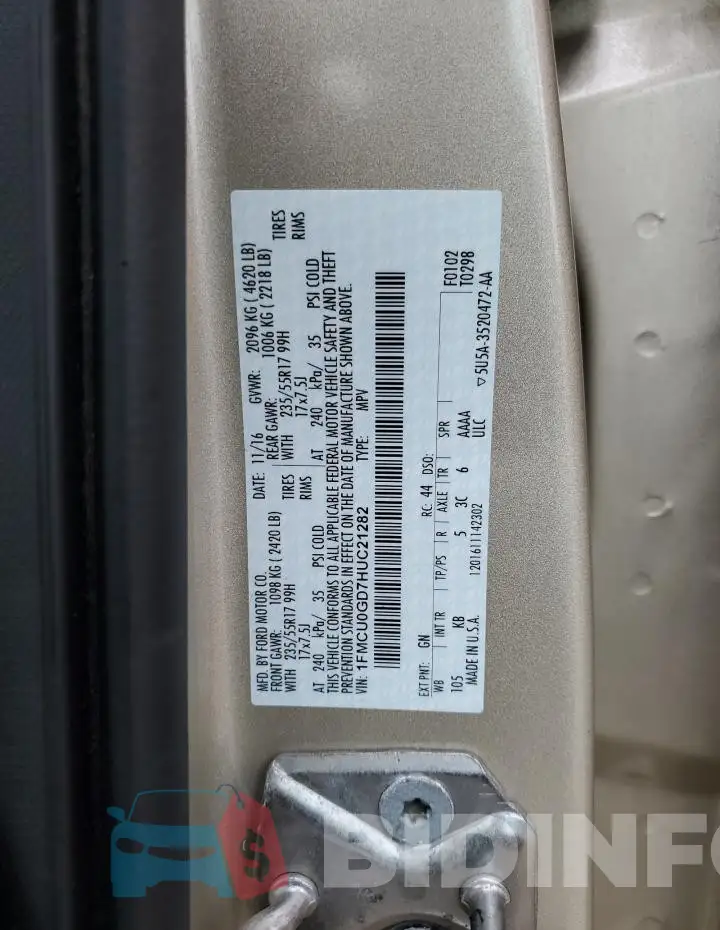 1FMCU0GD7HUC21282 Photo# 13