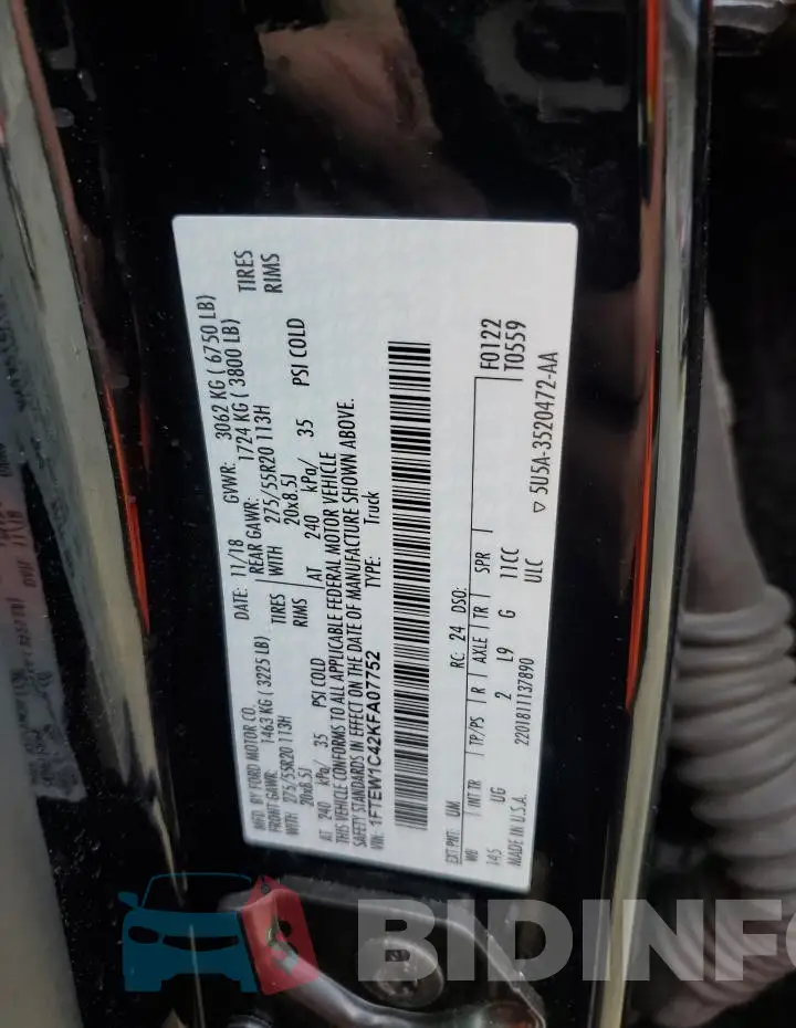 1FTEW1C42KFA07752 Photo# 12