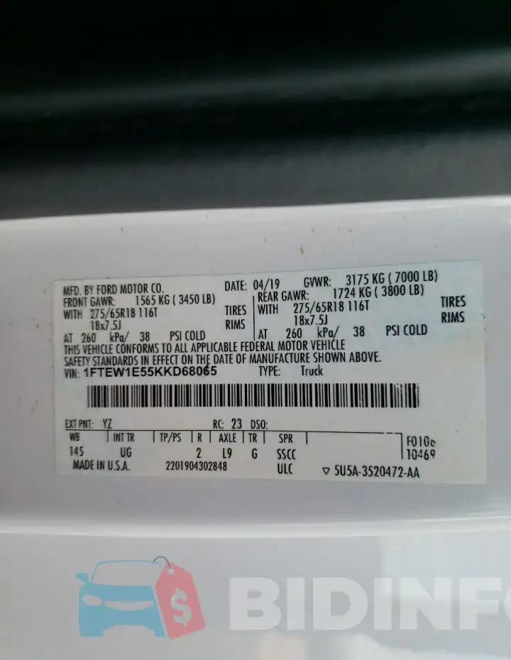 1FTEW1E55KKD68065 Photo# 12