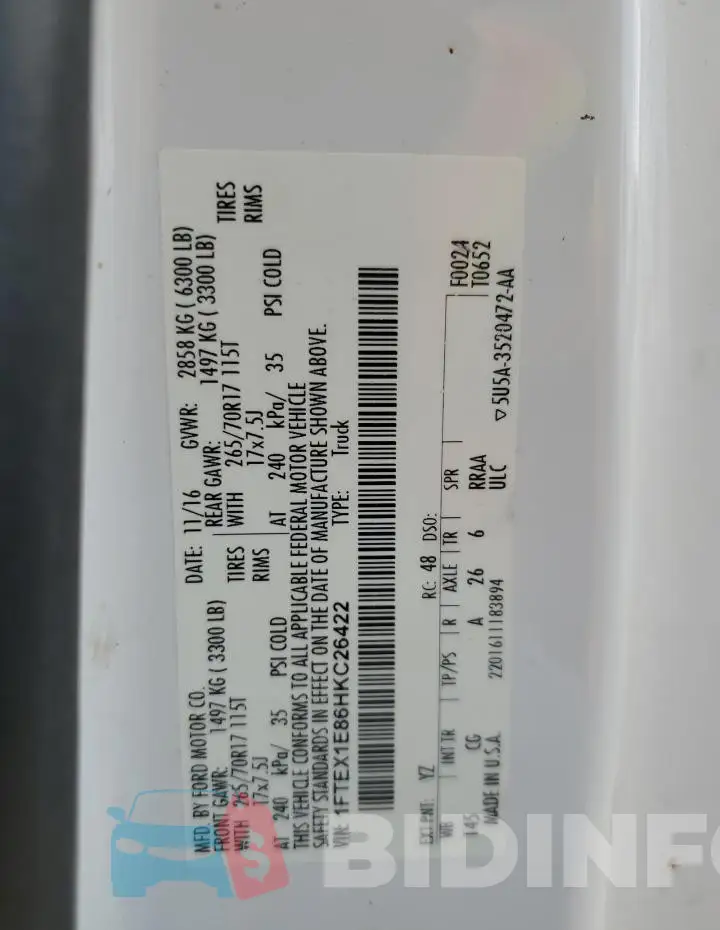 1FTEX1E86HKC26422 Photo# 12