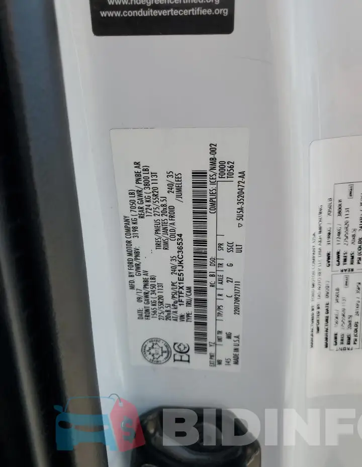 1FTFX1E51JKC36534 Photo# 12