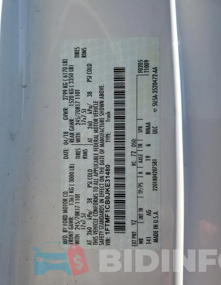 1FTMF1CB0JKE31480 Photo# 12