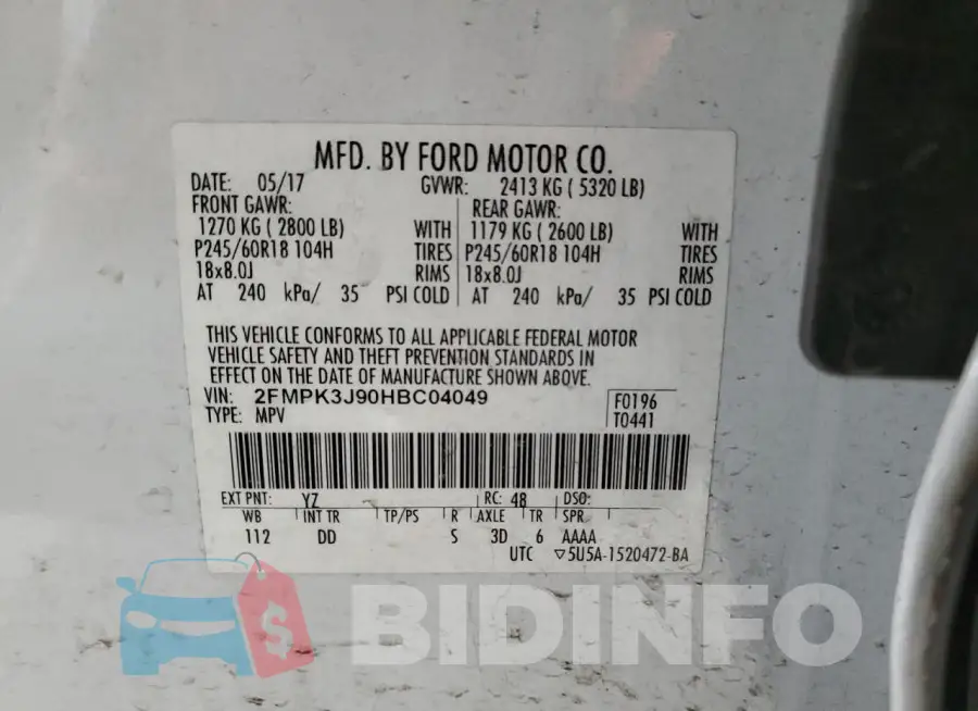 2FMPK3J90HBC04049 Photo# 13