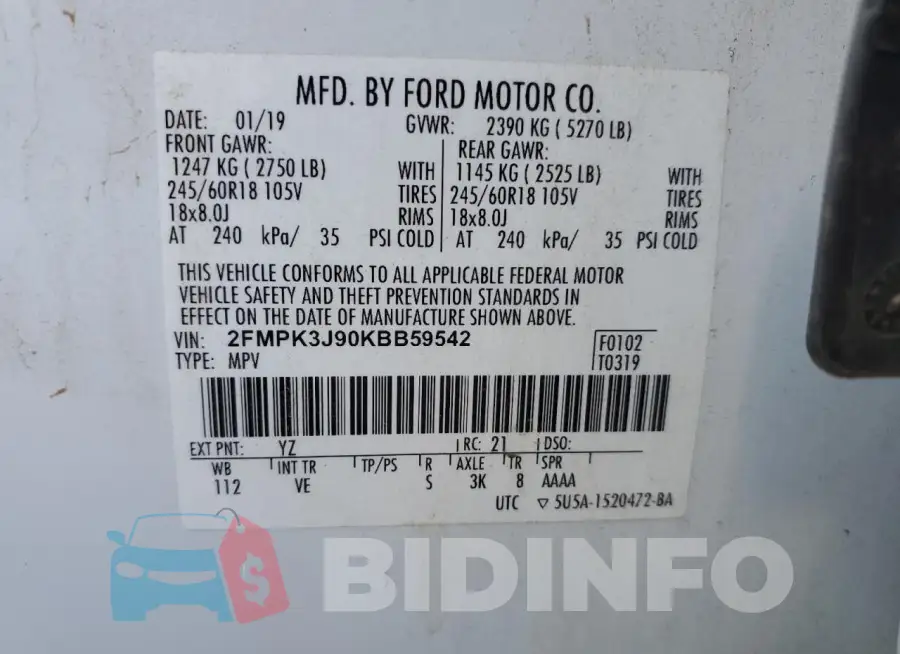 2FMPK3J90KBB59542 Photo# 13