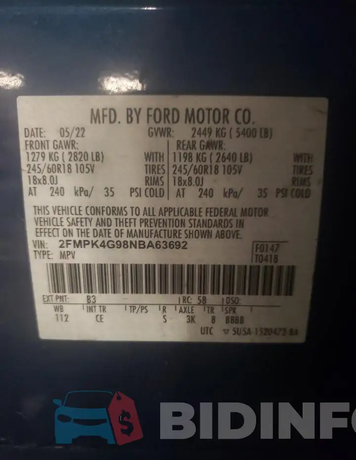 2FMPK4G98NBA63692 Photo# 13
