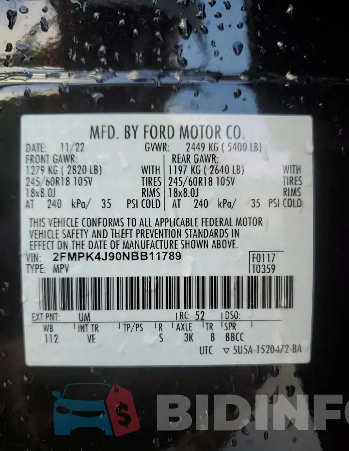 2FMPK4J90NBB11789 Photo# 13