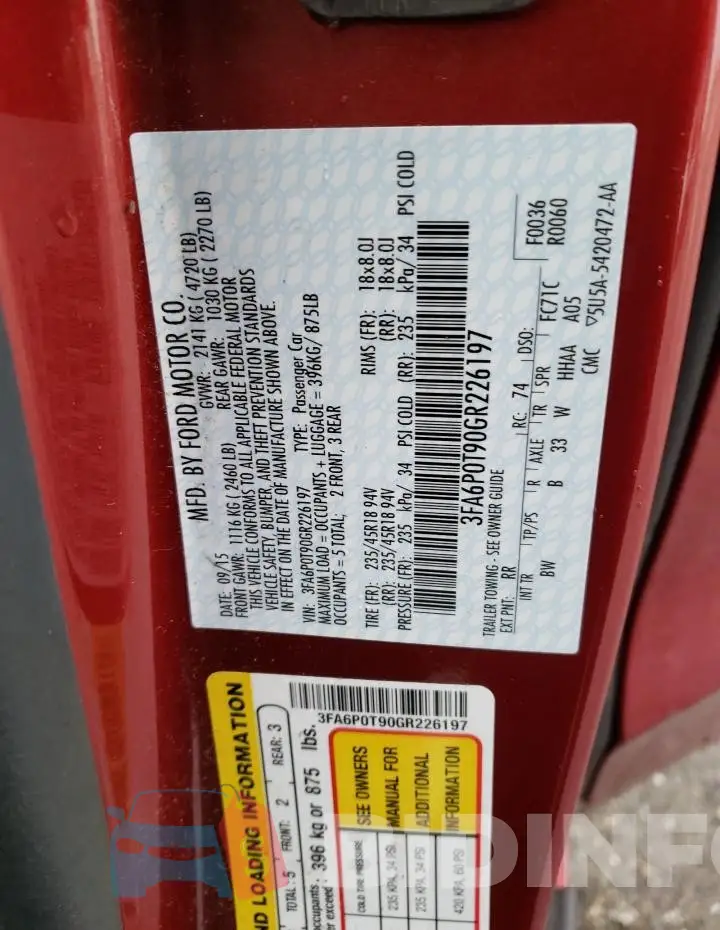 3FA6P0T90GR226197 Photo# 13