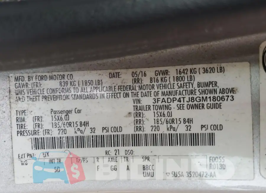 3FADP4TJ8GM180673 Photo# 12