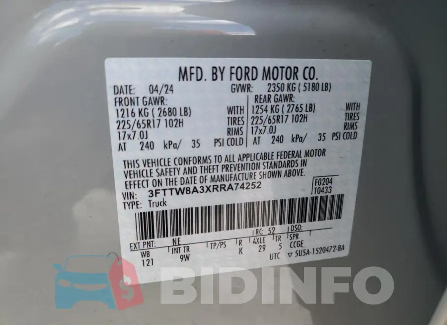 3FTTW8A3XRRA74252 Photo# 12