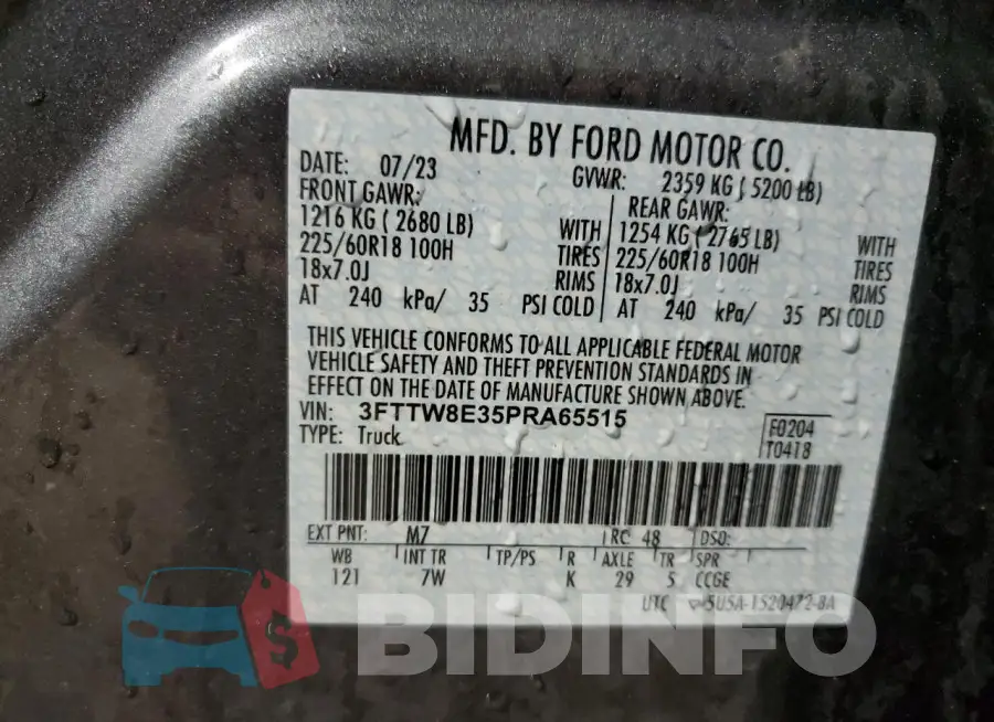 3FTTW8E35PRA65515 Photo# 12